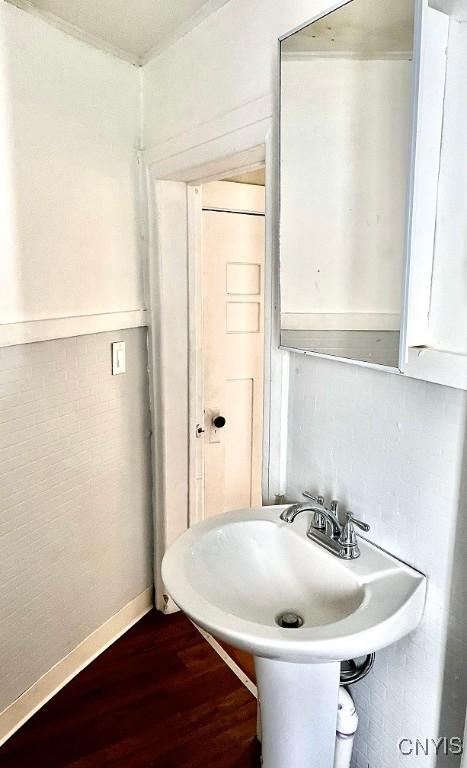 bathroom with wood finished floors