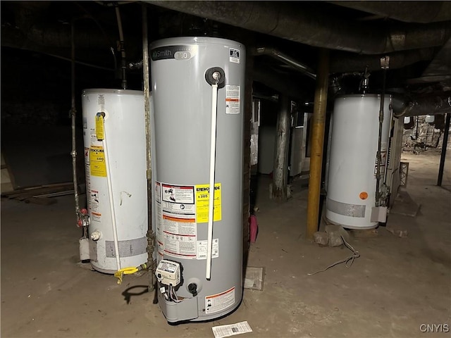 utility room with water heater