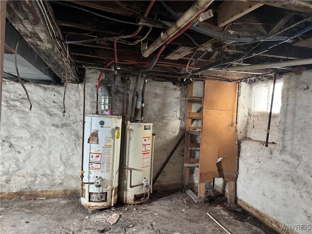 utility room featuring water heater