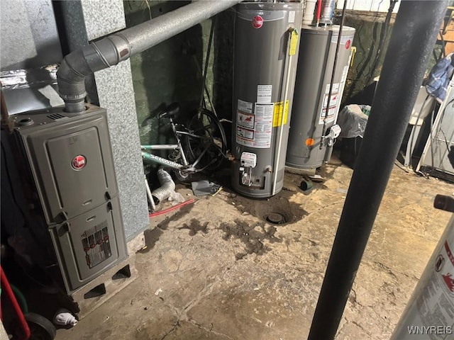 utility room featuring gas water heater