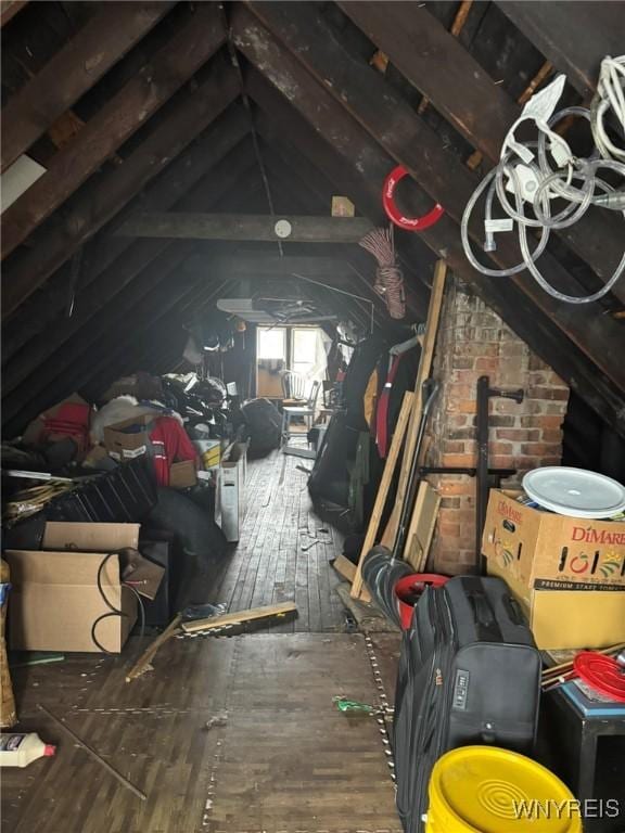 view of unfinished attic