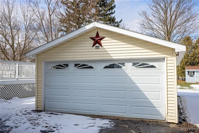 view of detached garage