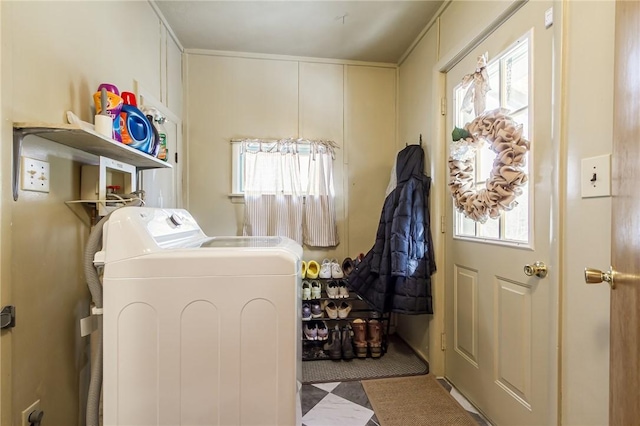 laundry room with laundry area, washer hookup, and a wealth of natural light