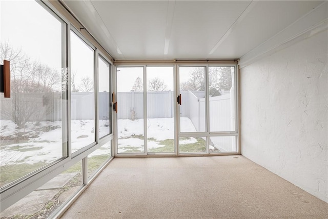 view of unfurnished sunroom