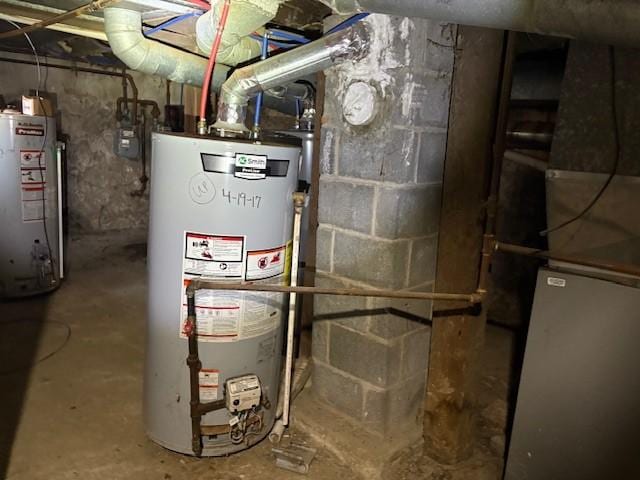 utility room with gas water heater