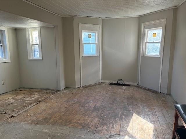 unfurnished room with a healthy amount of sunlight and wood-type flooring