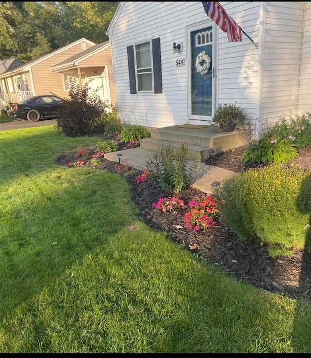 view of front of property featuring a front yard