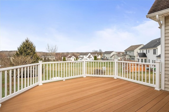 deck with a residential view