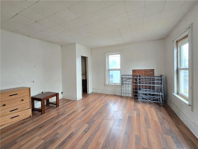 interior space featuring baseboards and wood finished floors