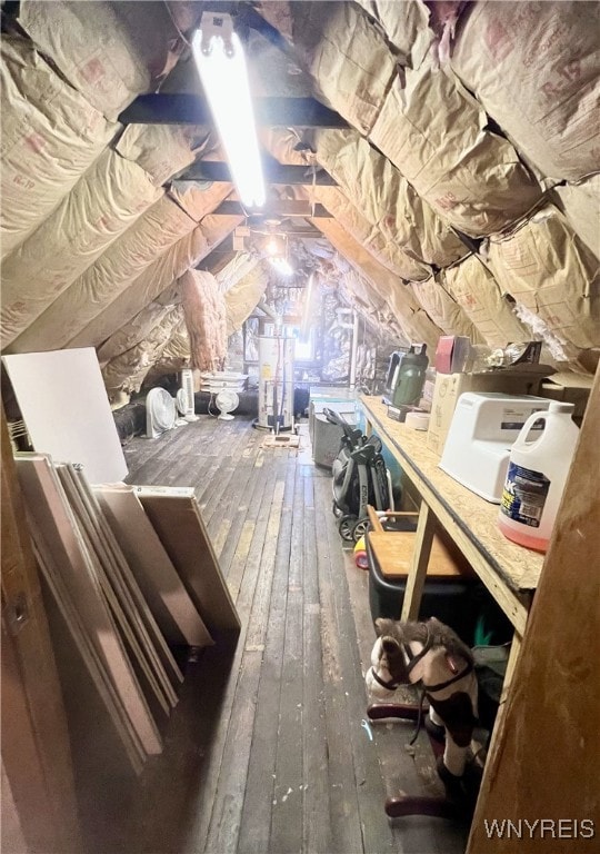 view of unfinished attic