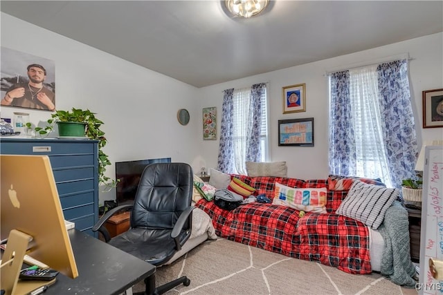 bedroom with carpet