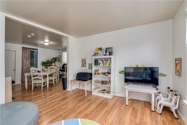 living area featuring light wood-type flooring