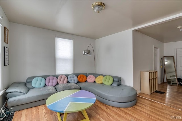 living room with wood finished floors