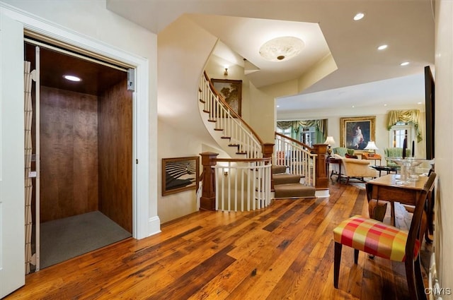 3789 State Route 12, Kirkland, NY 13323 - interior space featuring stairway, hardwood / wood-style floors, and recessed lighting