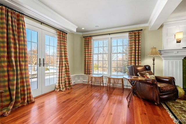 3789 State Route 12, Kirkland, NY 13323 - sitting room featuring wood-type flooring, ornamental molding, and french doors