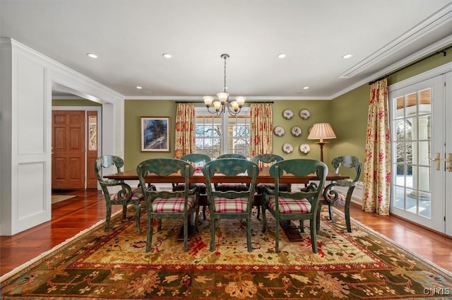 3789 State Route 12, Kirkland, NY 13323 - dining area featuring french doors, ornamental molding, and wood finished floors