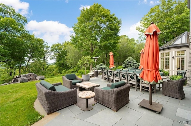 3789 State Route 12, Kirkland, NY 13323 - view of patio with view of wooded area and an outdoor living space