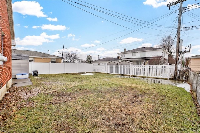 view of yard with a fenced backyard