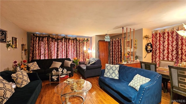 living room with wood finished floors