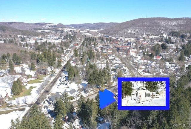 aerial view with a mountain view