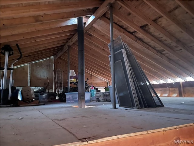 view of unfinished attic