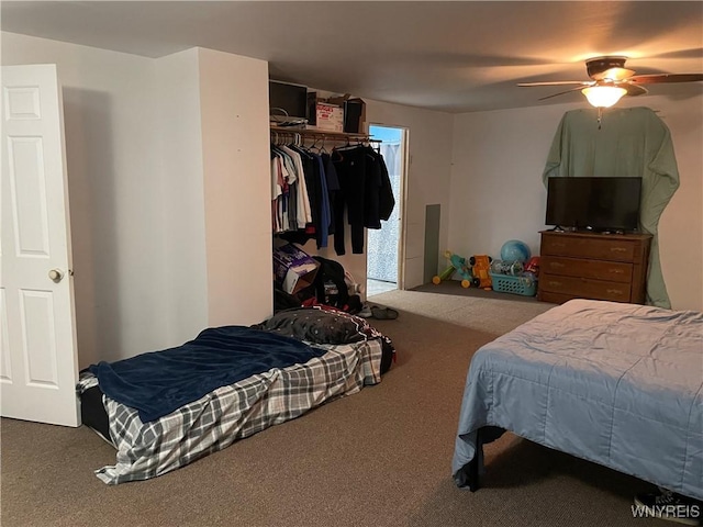 bedroom with a closet and carpet flooring