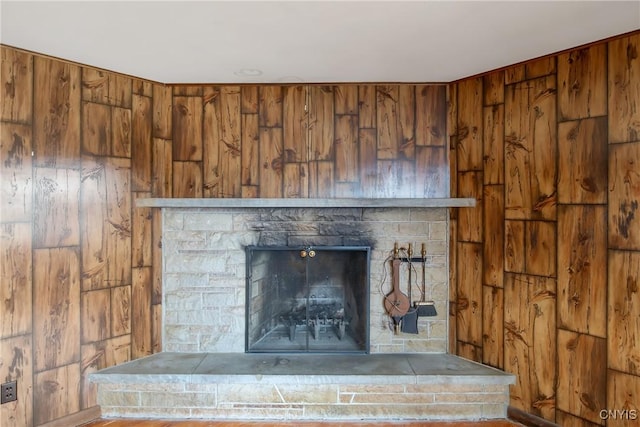 interior details with a fireplace