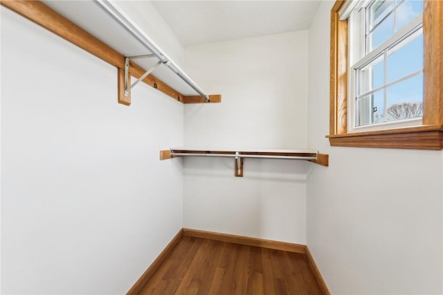 spacious closet with wood finished floors