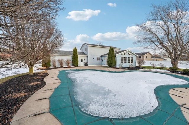 view of swimming pool featuring a fenced in pool, a patio area, and fence