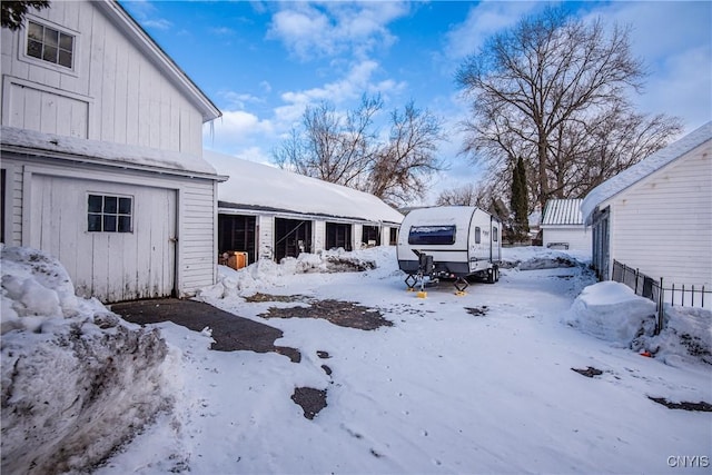 view of yard covered in snow