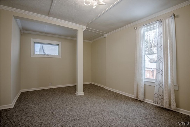 interior space featuring carpet flooring and baseboards