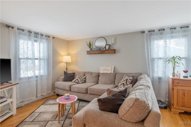 living room with light wood-style flooring