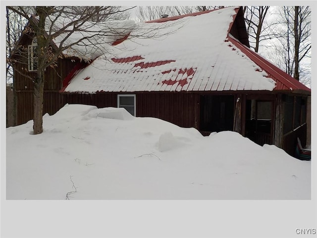 view of snowy exterior