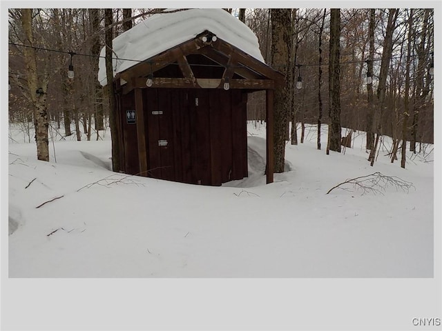 view of snow covered structure