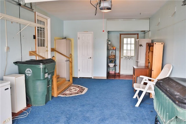 interior space with a garage door opener