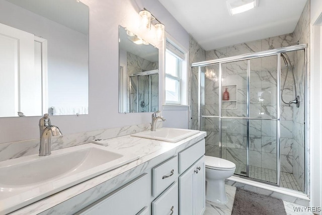 12 Kevwood Ln, Lancaster, NY 14086 - bathroom with a sink, a stall shower, and toilet
