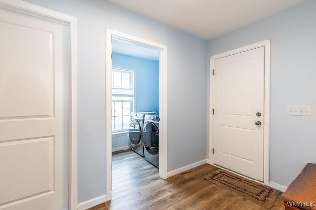12 Kevwood Ln, Lancaster, NY 14086 - interior space with baseboards, wood finished floors, and washing machine and clothes dryer