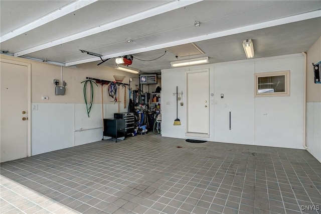 garage with a garage door opener