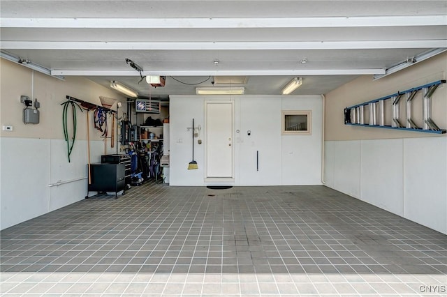 garage with a garage door opener