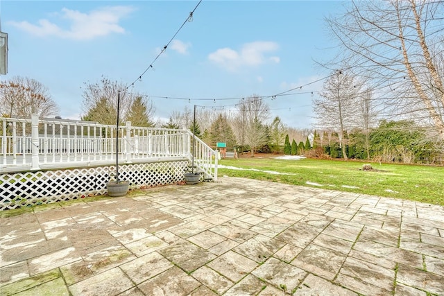 view of patio featuring a wooden deck