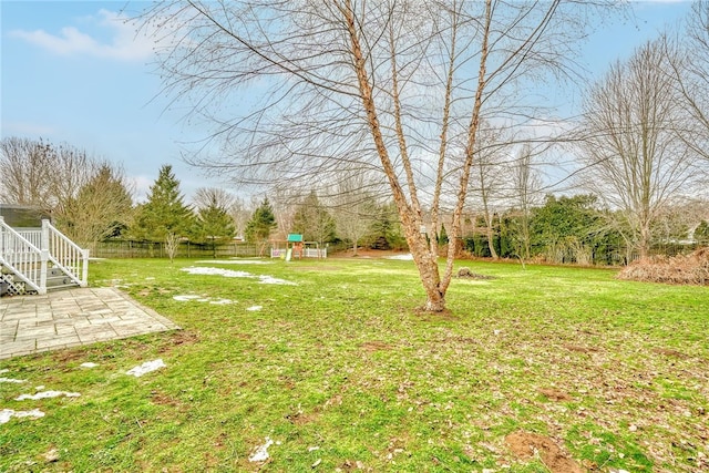 view of yard with a patio area and fence