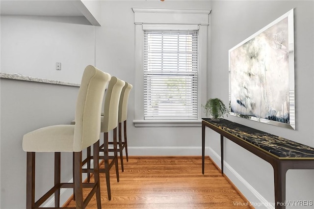 interior space with baseboards and wood finished floors