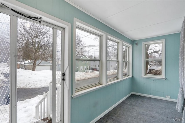 view of unfurnished sunroom