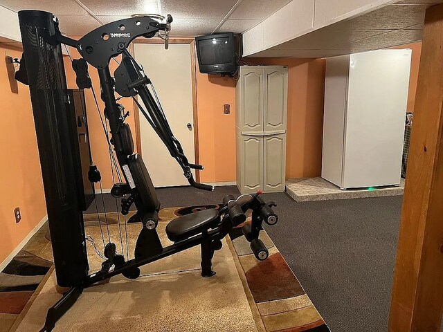 7429 Cherry Street Rd, Sennett, NY 13021 - exercise room with a paneled ceiling and baseboards