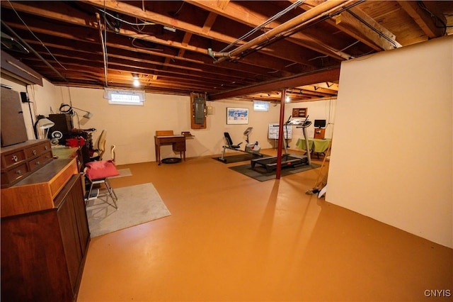 basement with electric panel