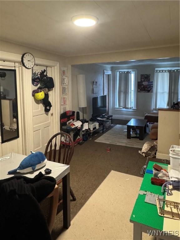 view of carpeted dining area