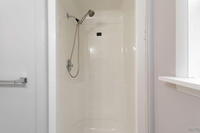 bathroom with a stall shower