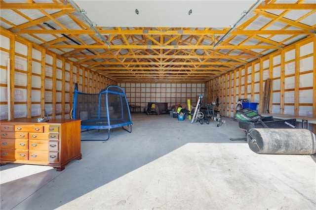 garage featuring a trampoline