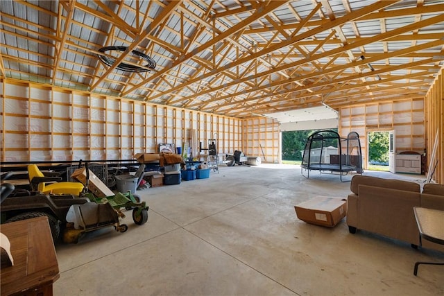 garage featuring a trampoline