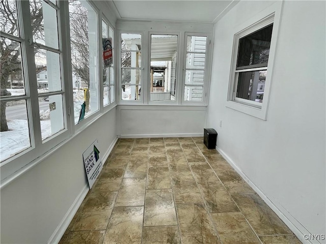 view of unfurnished sunroom